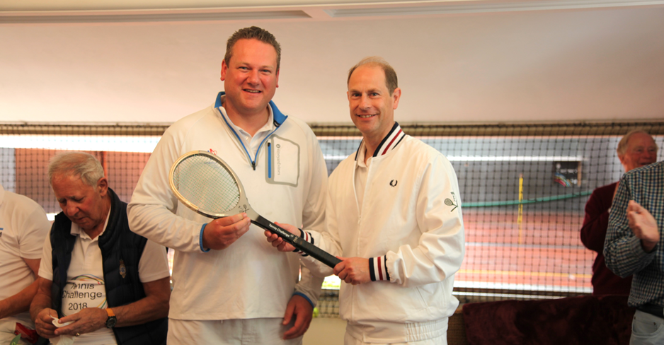 Jon Speirs and HRH Prince Edward winning real tennis.